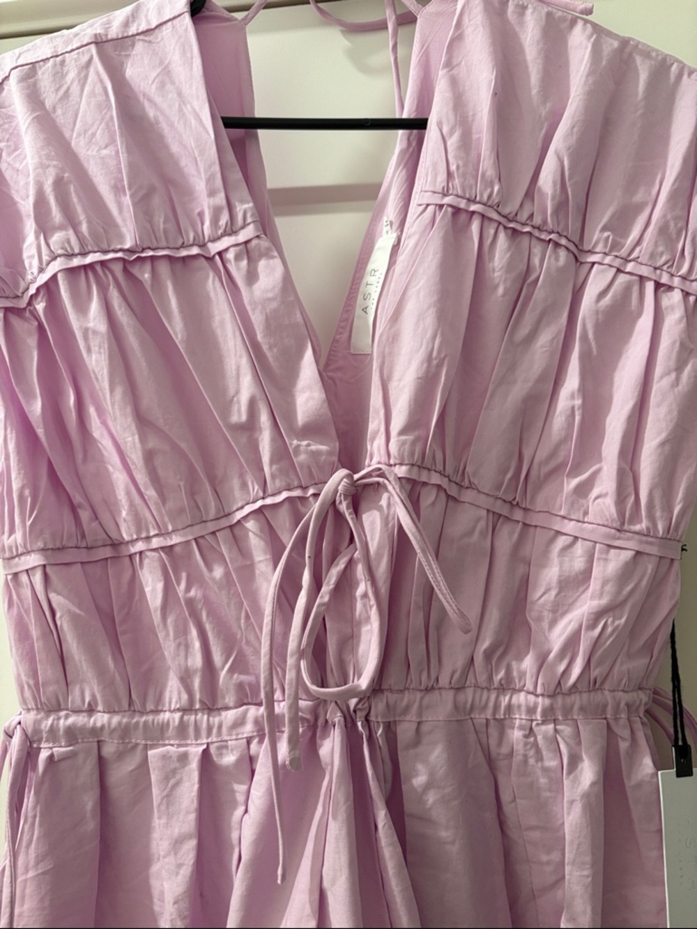 NWT [ASTR The Label] Lilac Flowy Multi Tie V-Neck Cap Sleeve Dress Women’s S - Picture 7 of 12